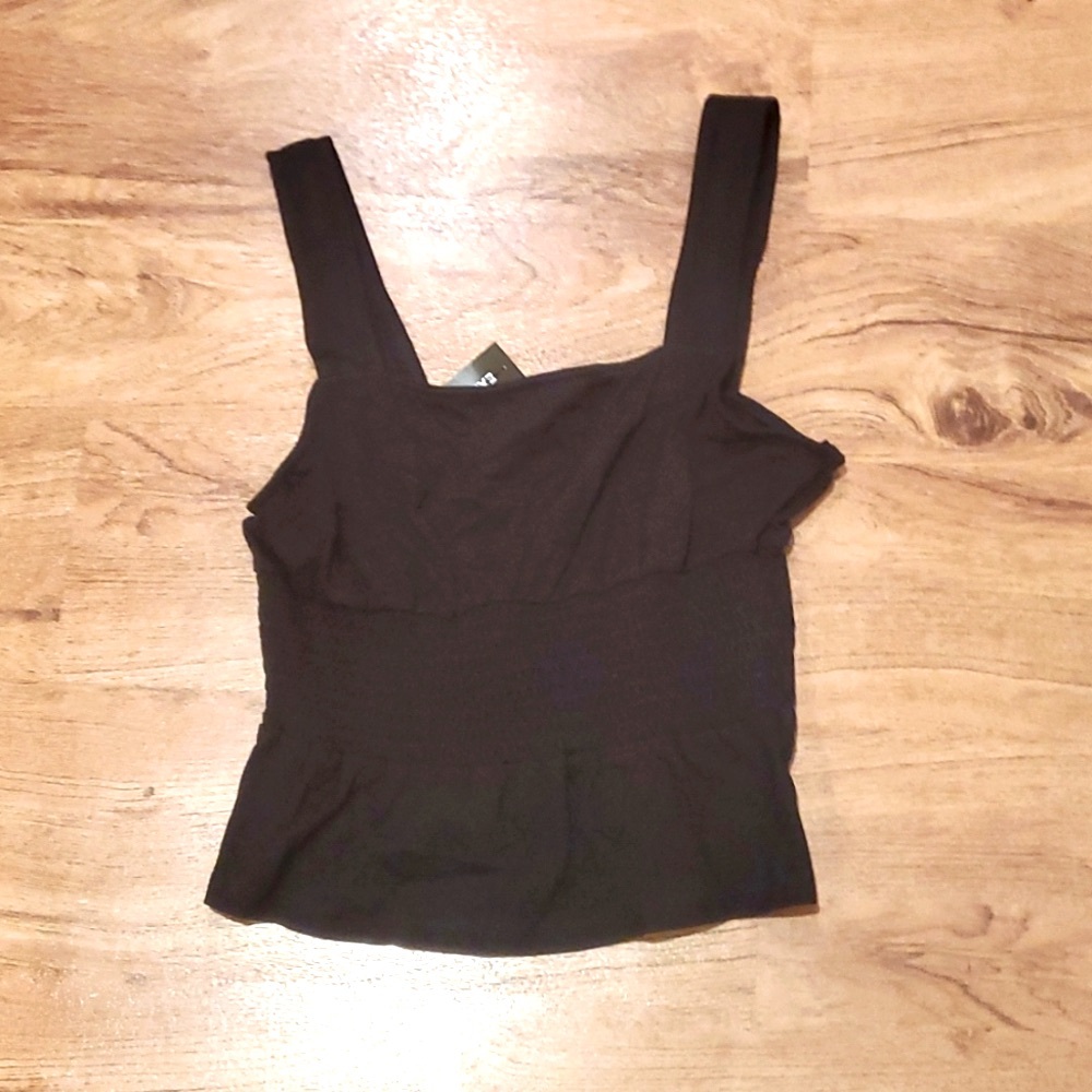 Express black thick strap smocked tank top